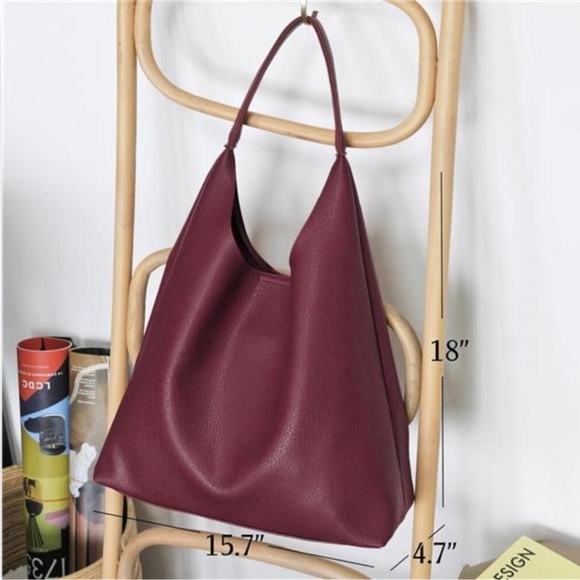 Hobo Bags Soft Vegan Leather Burgundy - Picture 4 of 7